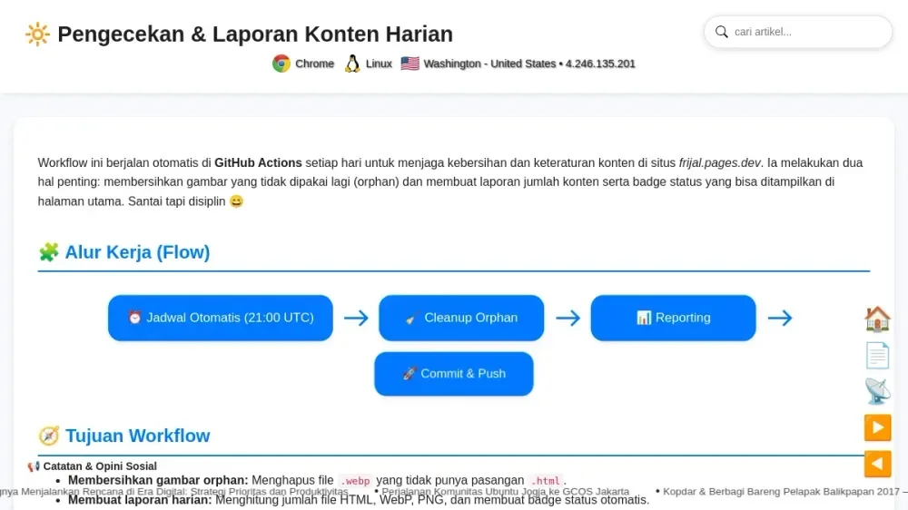Pengecekan & Laporan Konten Harian - Otomasi GitHub Actions 🔆