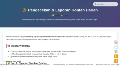 Pengecekan & Laporan Konten Harian - GitHub Actions 🔆