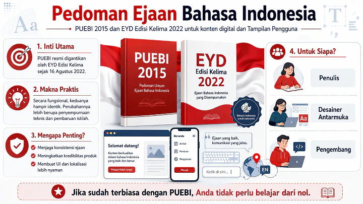 Panduan Lengkap PUEBI & EYD Edisi Kelima untuk Tampilan Pengguna dan Lokalisasi