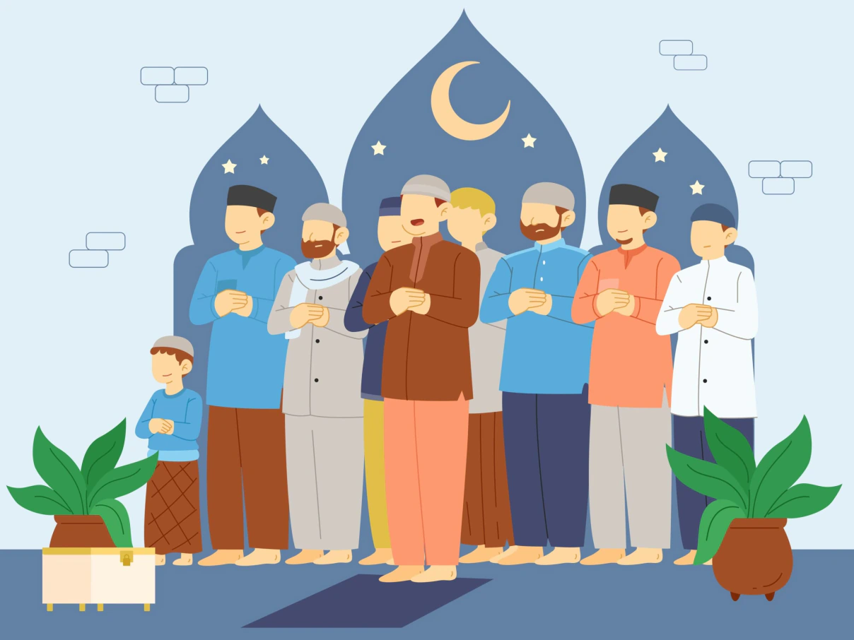 Ilustrasi Shalat Berjamaah yang mencerminkan kekompakan dan harmoni