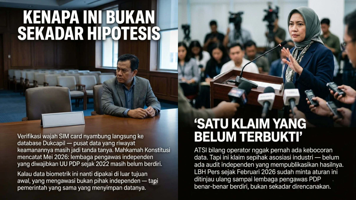 Suasana persidangan Mahkamah Konstitusi terkait belum berdirinya lembaga pengawas data pribadi dan tuntutan penundaan aturan