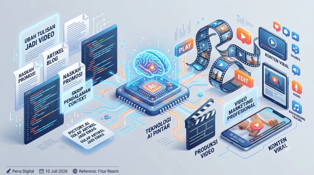 Ilustrasi konversi teks menjadi video menggunakan teknologi AI pintar