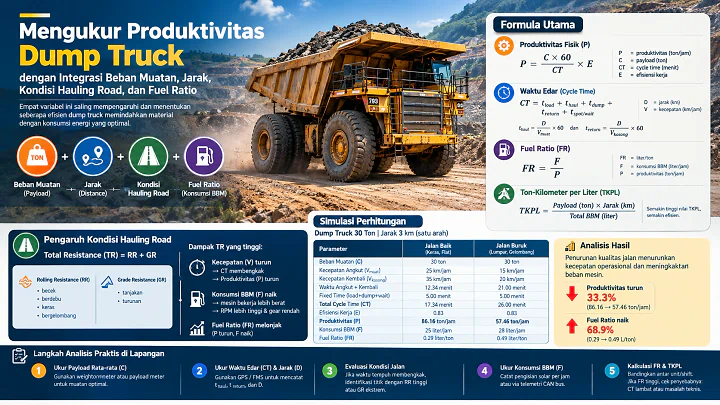 Produktivitas Dump Truck: Beban, Jarak, dan Fuel Ratio