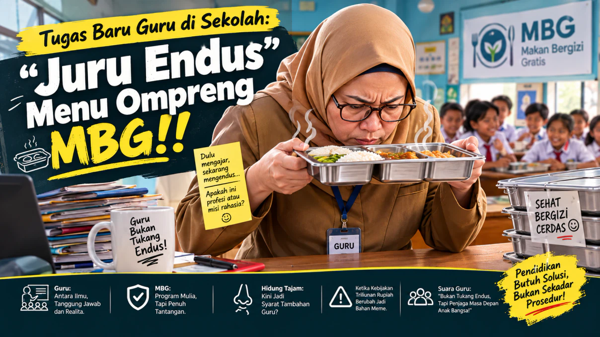 Ilustrasi guru dan program Makan Bergizi Gratis (MBG) di sekolah