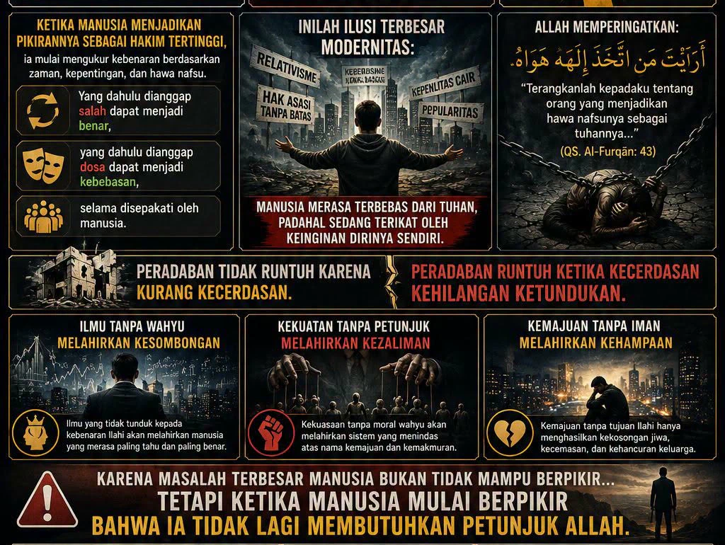 Ilustrasi manusia yang terikat oleh hawa nafsu dan ilusi kebebasan tanpa petunjuk Allah