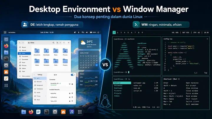 Perbedaan Desktop Environment dan Window Manager di Linux