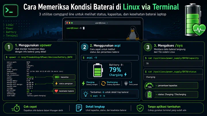 Cara Memeriksa Kondisi Baterai di Linux via Terminal
