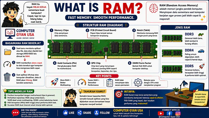 RAM Adalah Meja Kerja Komputer: Pengertian, Cara Kerja, dan Jenis