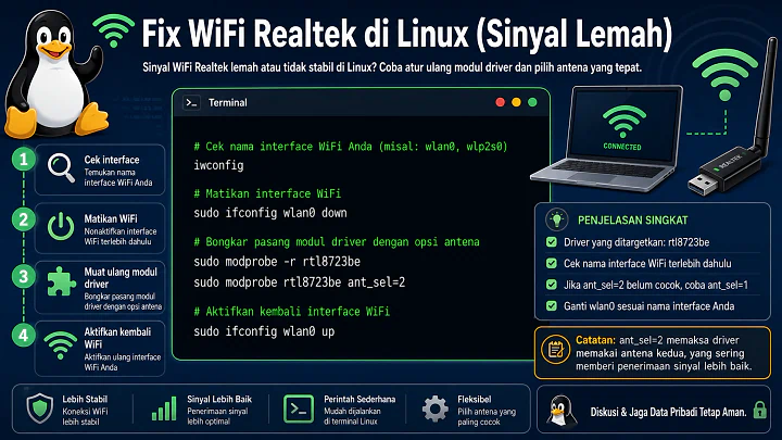 WiFi Realtek Linux: Sinyal Lemah Fix