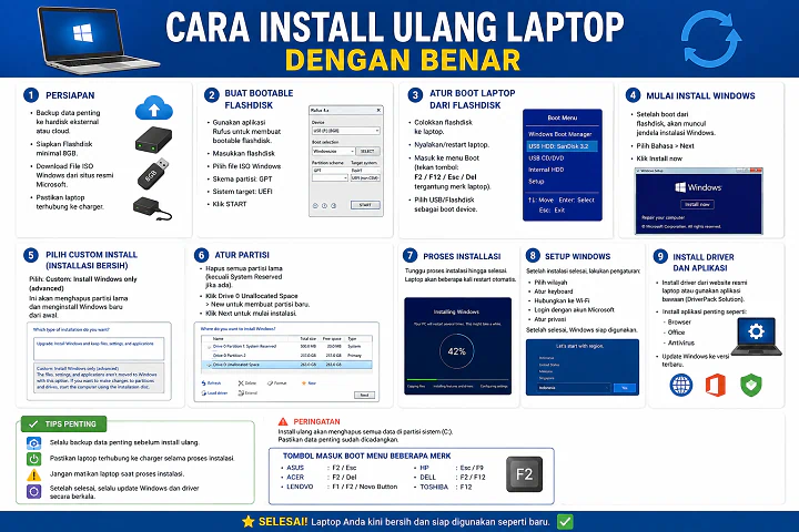 Cara Install Ulang OS Windows dengan Benar
