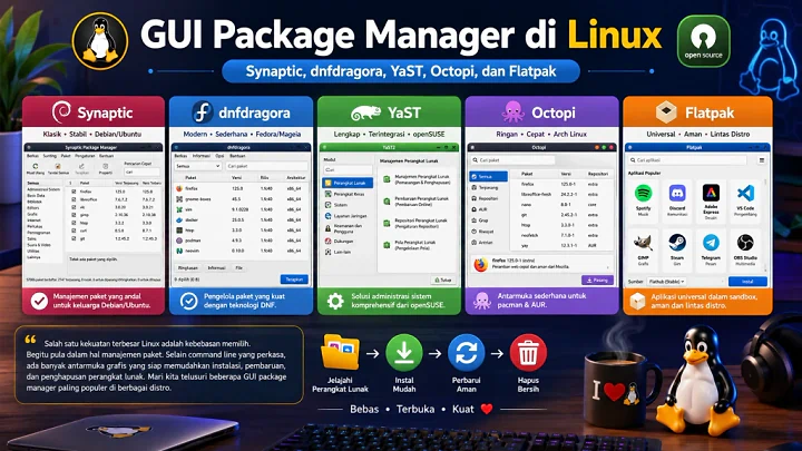 GUI Package Manager di Linux: Synaptic, YaST, Octopi, Flatpak