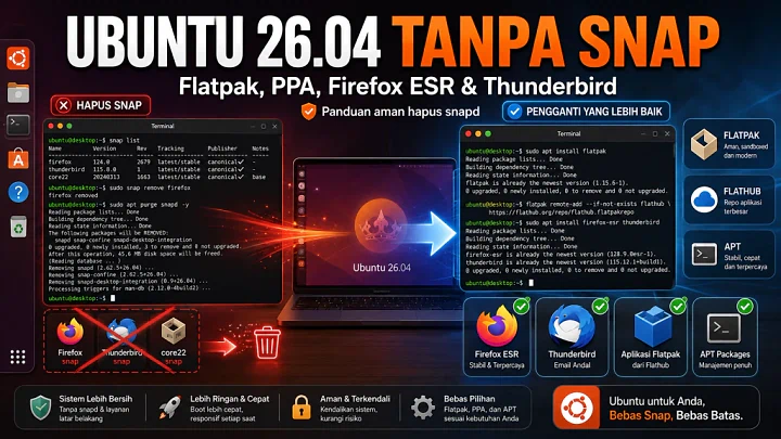 Ubuntu 26.04 Tanpa Snap: Flatpak dan PPA Aman