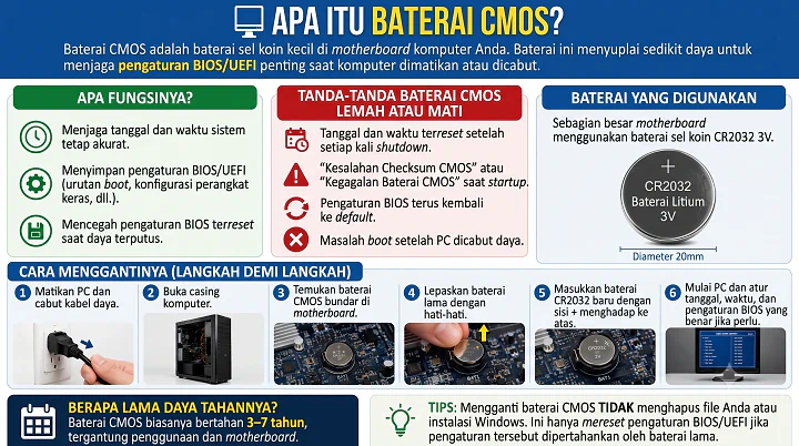 Panduan Baterai CMOS: Fungsi, Ciri Kerusakan & Cara Ganti