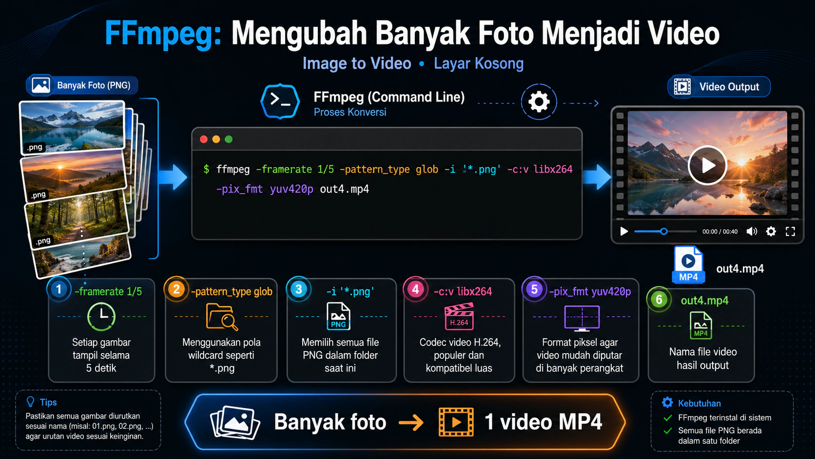FFmpeg: Mengubah Gambar Menjadi Video (Image to Video)