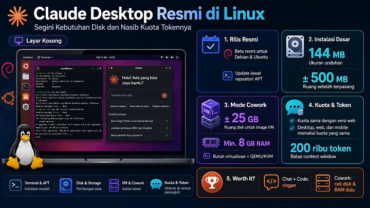 Claude Desktop Resmi di Linux: Disk & Kuota Token