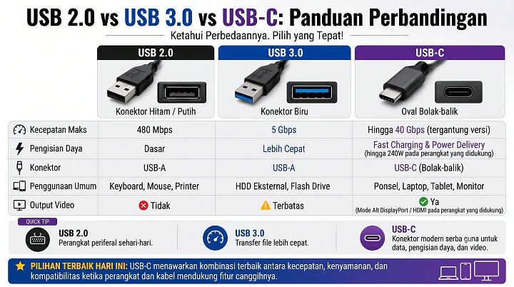 USB 2.0 vs USB 3.0 vs USB-C: Panduan Perbandingan Lengkap