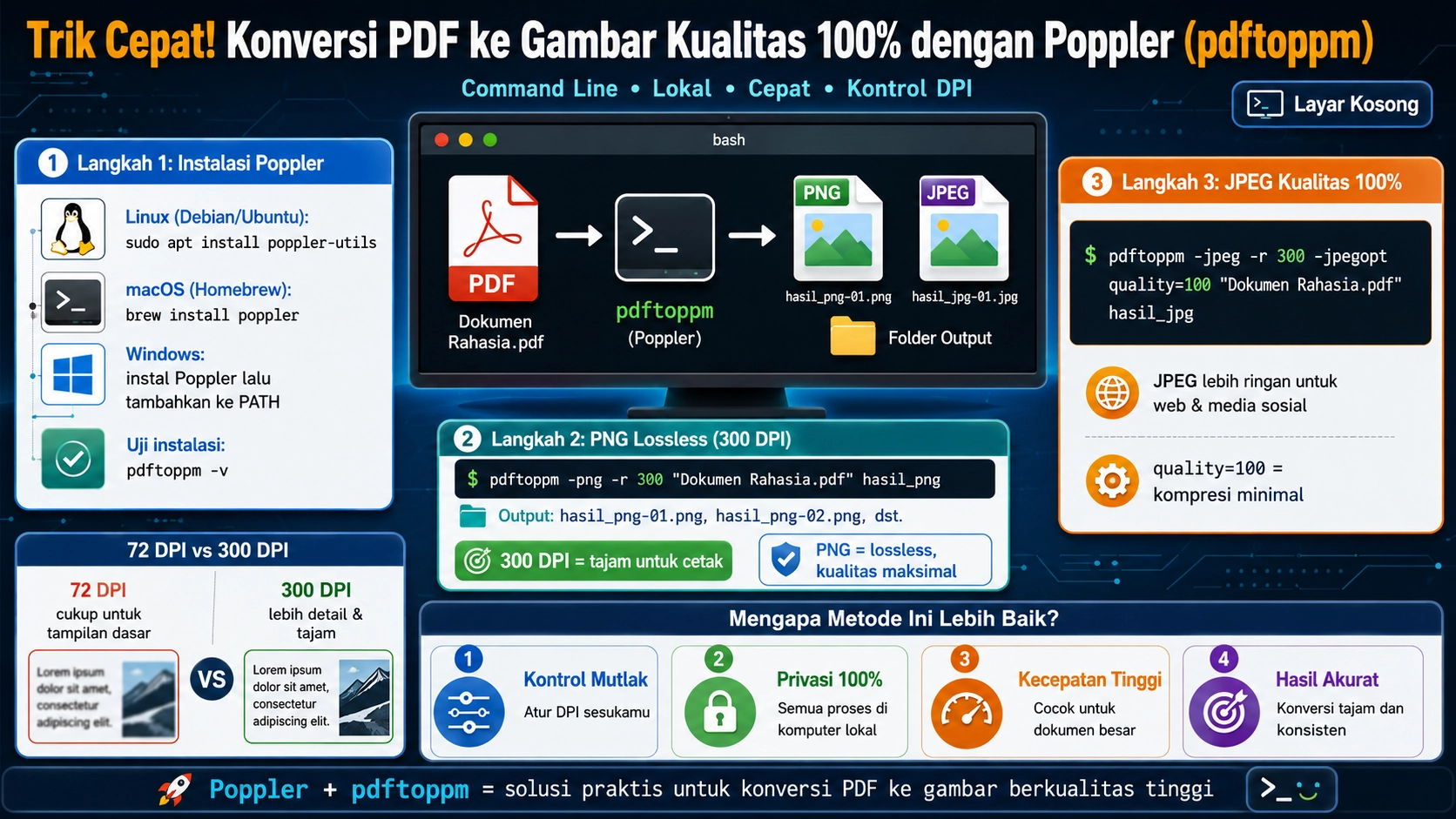 Trik Cepat! Konversi PDF ke Gambar Kualitas 100% Menggunakan Poppler & Command Line