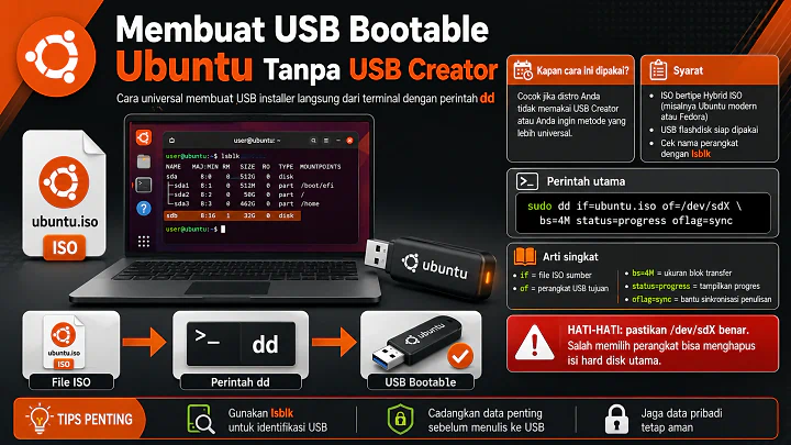 Membuat USB Bootable Ubuntu Tanpa USB Creator