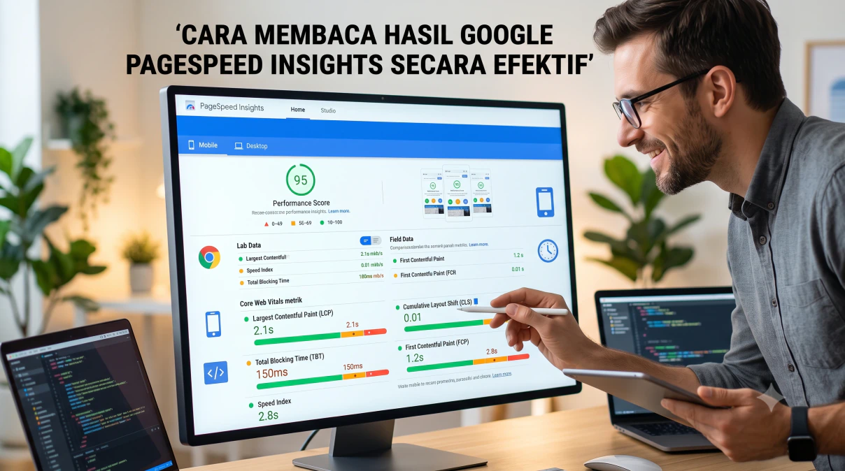 Ilustrasi grafik performa website pada dasbor Google PageSpeed Insights