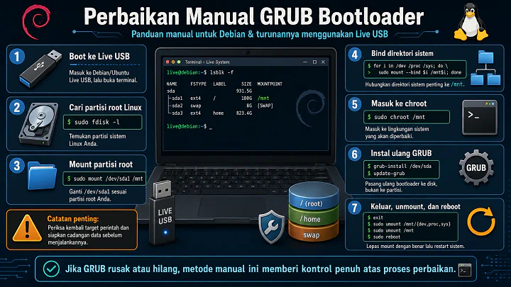 Perbaikan Manual GRUB Bootloader (Debian & Turunannya)
