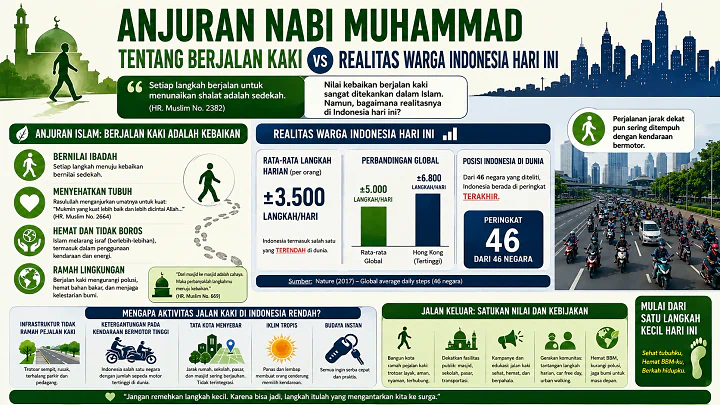 Anjuran Nabi Muhammad tentang Berjalan Kaki vs Realitas Warga Indonesia Hari Ini 🚶♂️🇮🇩