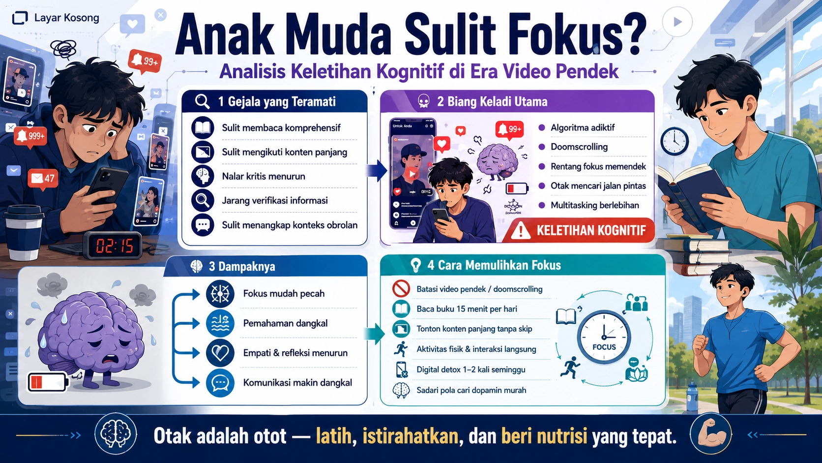 Anak Muda Sulit Fokus? Analisis Keletihan Kognitif Era Video Pendek