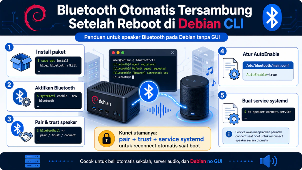 Cara Mengatasi Bluetooth Speaker Tidak Auto Connect di Debian untuk Bel Sekolah