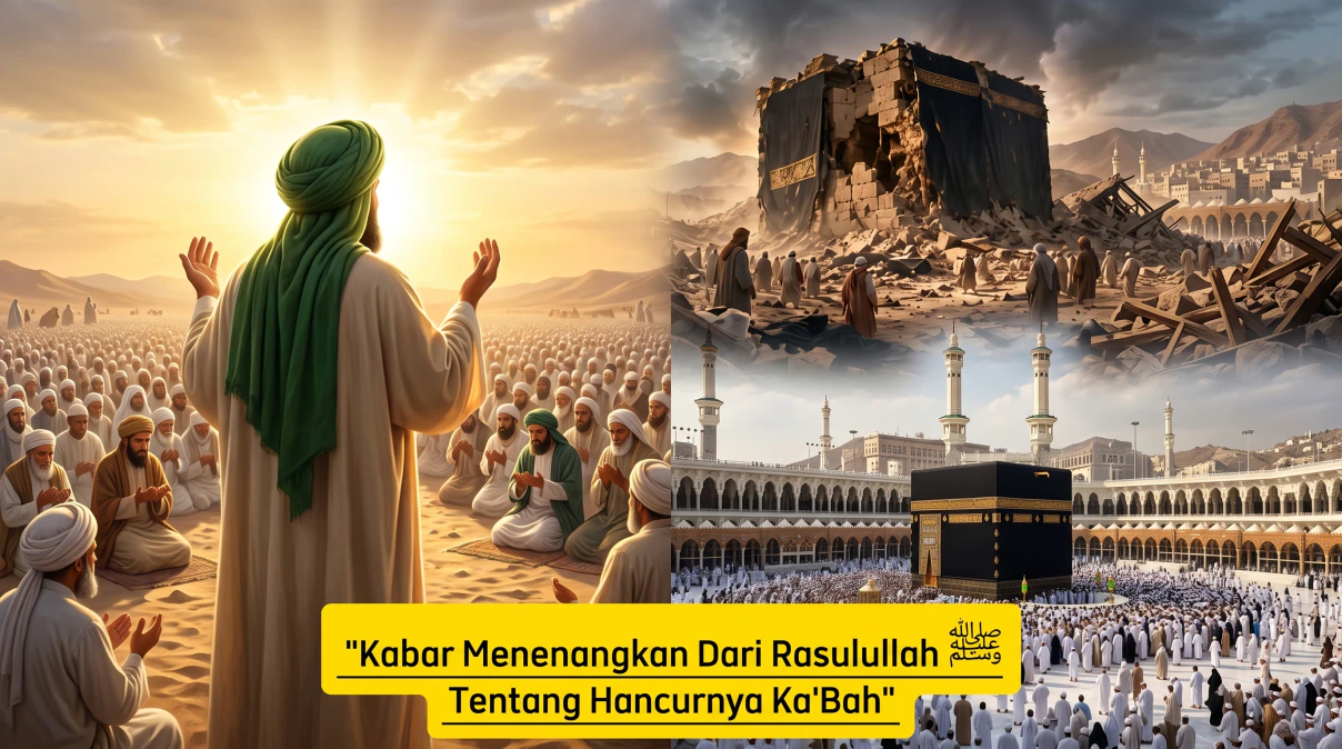 Ilustrasi Ka'bah yang sunyi sebagai visualisasi akhir zaman