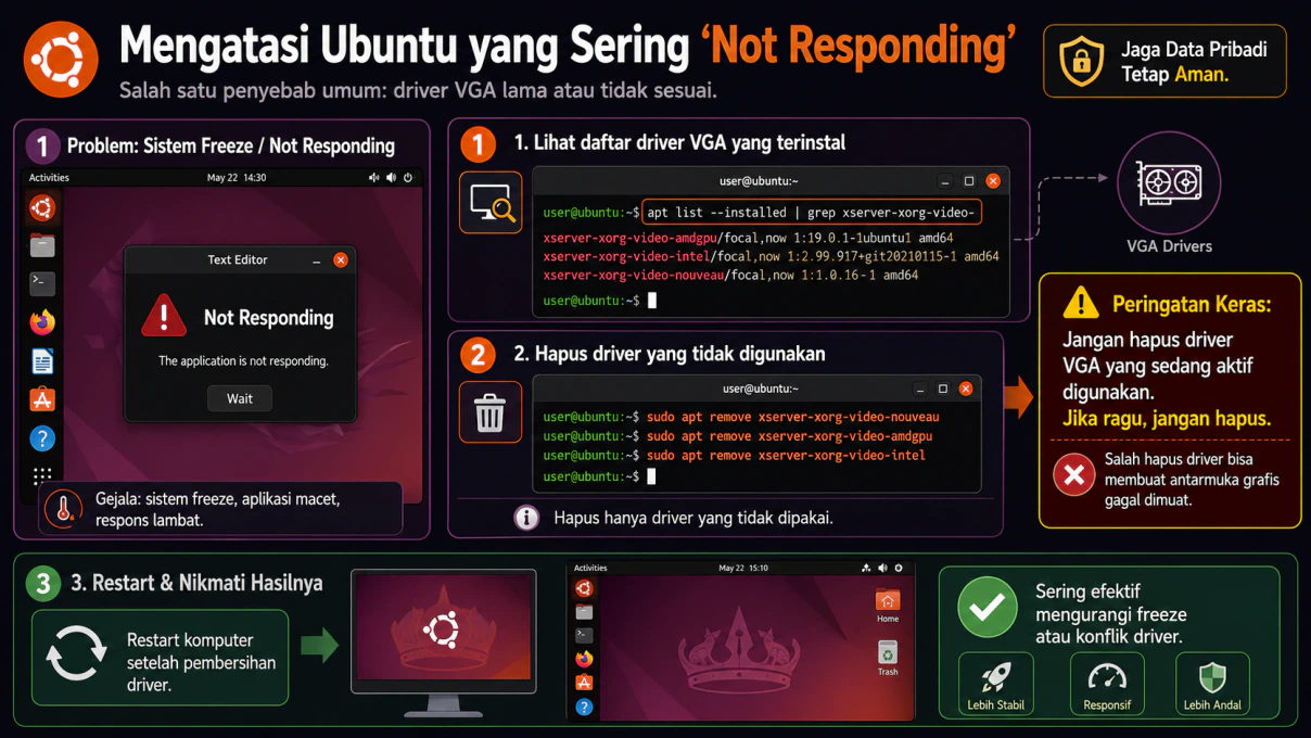 Daftar driver VGA di terminal Ubuntu