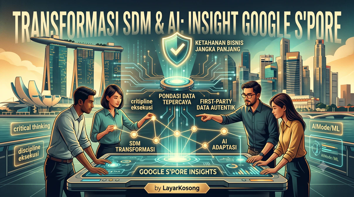 Ilustrasi transformasi SDM dan teknologi kecerdasan buatan pada ekosistem Google
