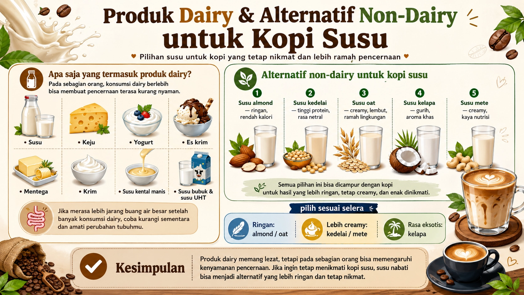 Produk Dairy & Alternatif Non-Dairy untuk Kopi Susu