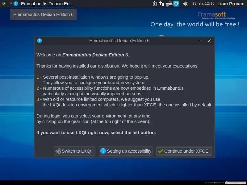 Emmabuntüs defaults to Xfce 4.20 but post-install you can opt for LXQt if you prefer