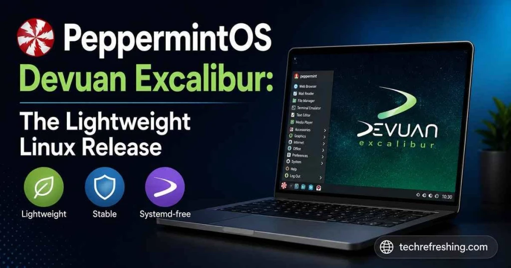 PeppermintOS Devuan Excalibur Desktop Overview