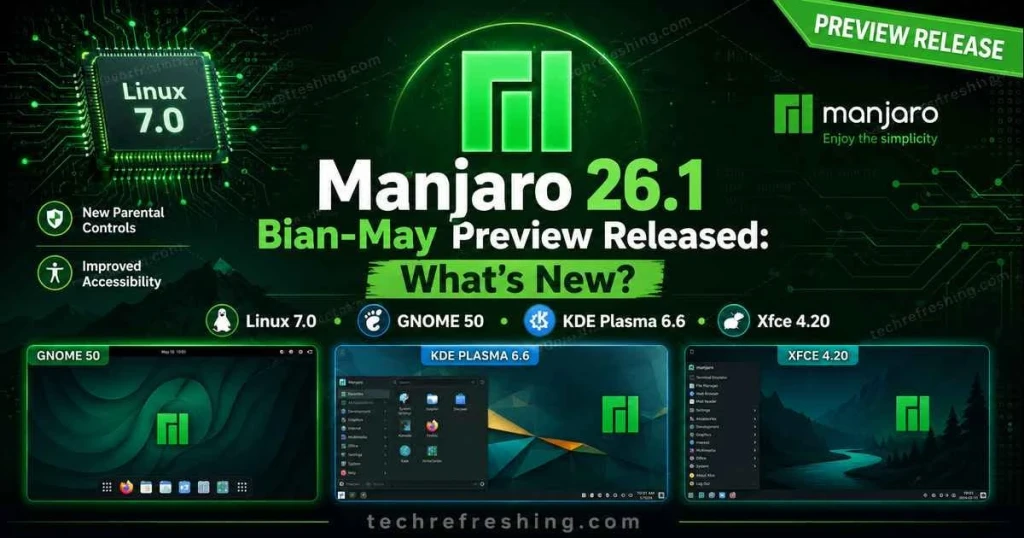 Ilustrasi Manjaro 26.1 Bian-May Desktop