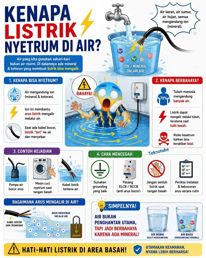 Air Kelihatan Aman, Tapi Bisa Jadi Penghantar Listrik Mematikan! ⚠️⚡