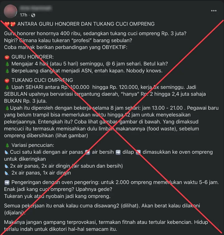 Guru Honorer Rp400rb vs Tukang Cuci Ompreng Rp2,4jt: Logika Mana yang Waras?