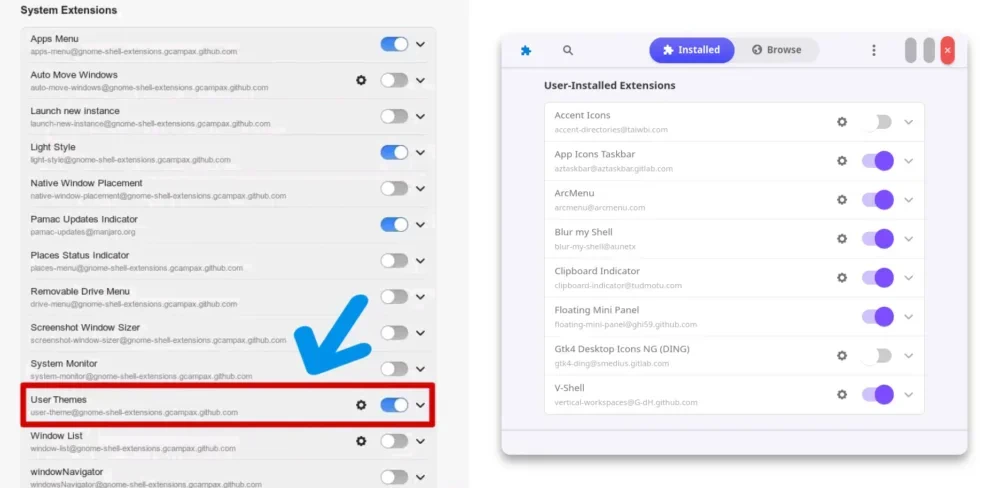 Daftar ekstensi populer pada aplikasi Extension Manager di Linux