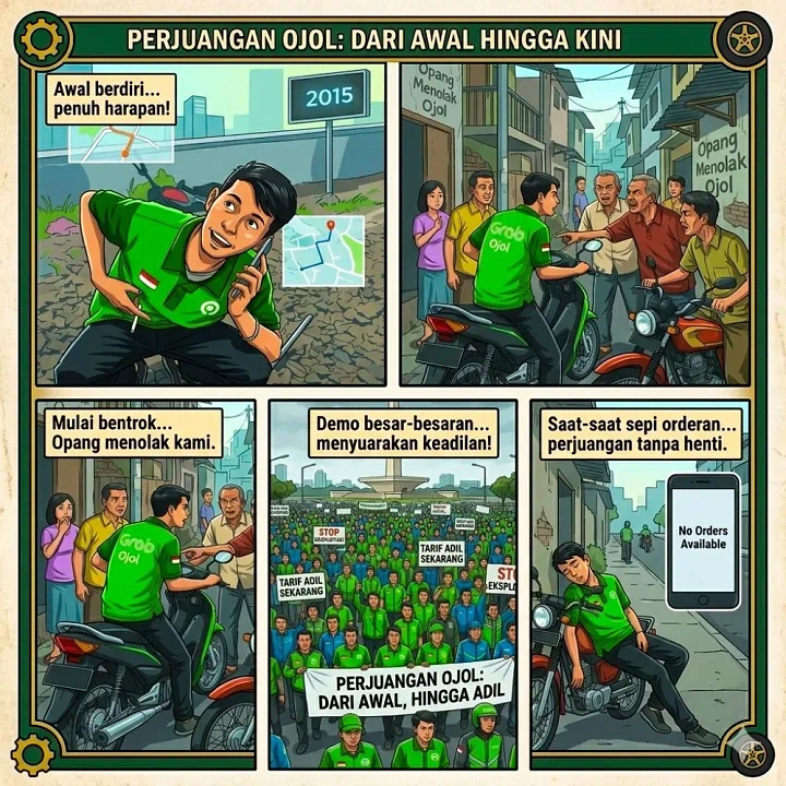 Lika-liku Perjalanan Ojol: Dari Perang Wilayah 2016 hingga Konflik Horizontal 2025 — Catatan Sejarah Transportasi Online Indonesia