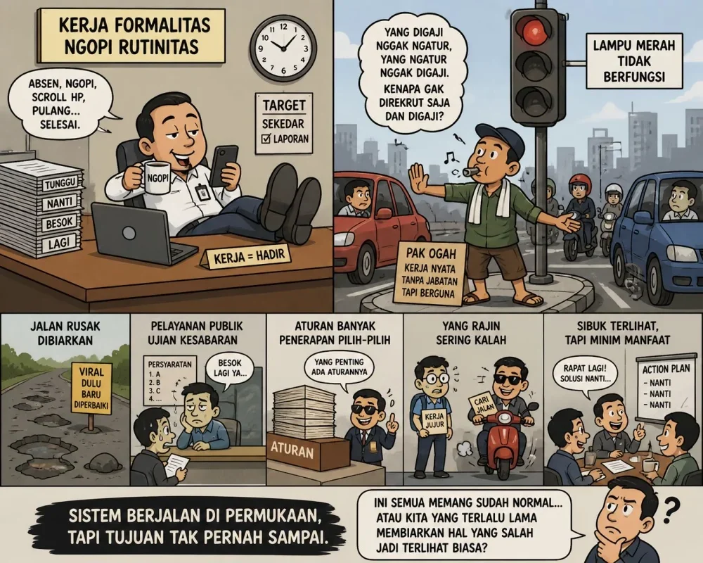 Ilustrasi Budaya Kerja Ngopi