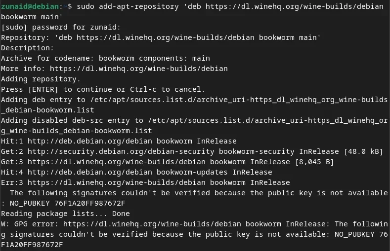 Menggunakan perintah add-apt-repository di terminal untuk menyuntikkan repositori baru