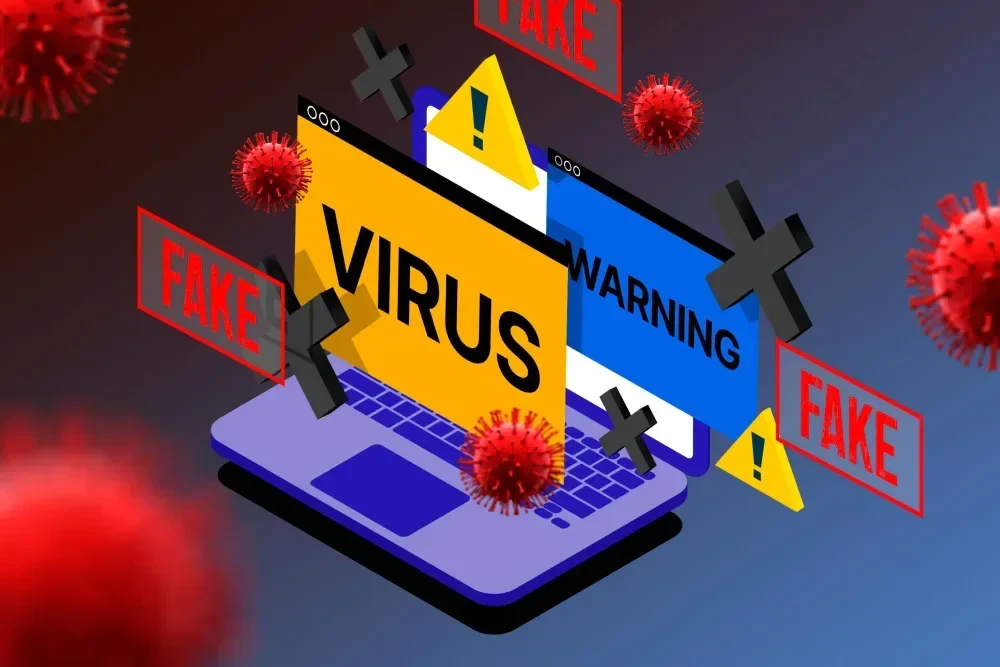 Ilustrasi Virus pada Laptop