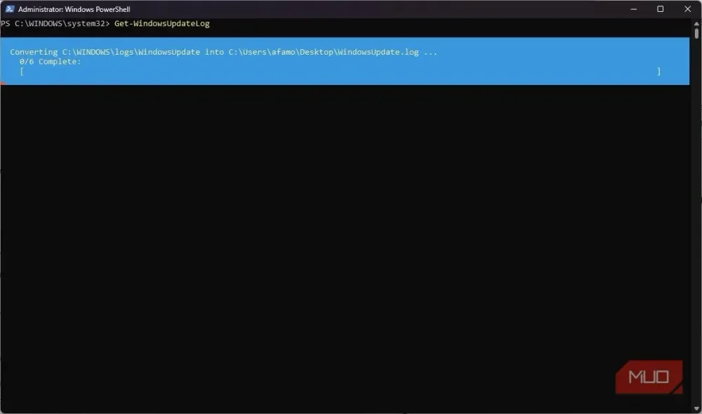 Windows Update log