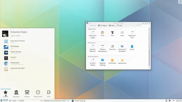 Tampilan antarmuka desktop Plasma 5