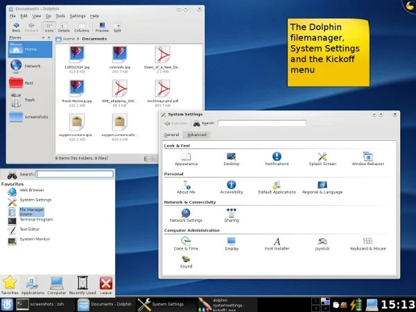 Tampilan KDE 4.0 dengan tema Oxygen