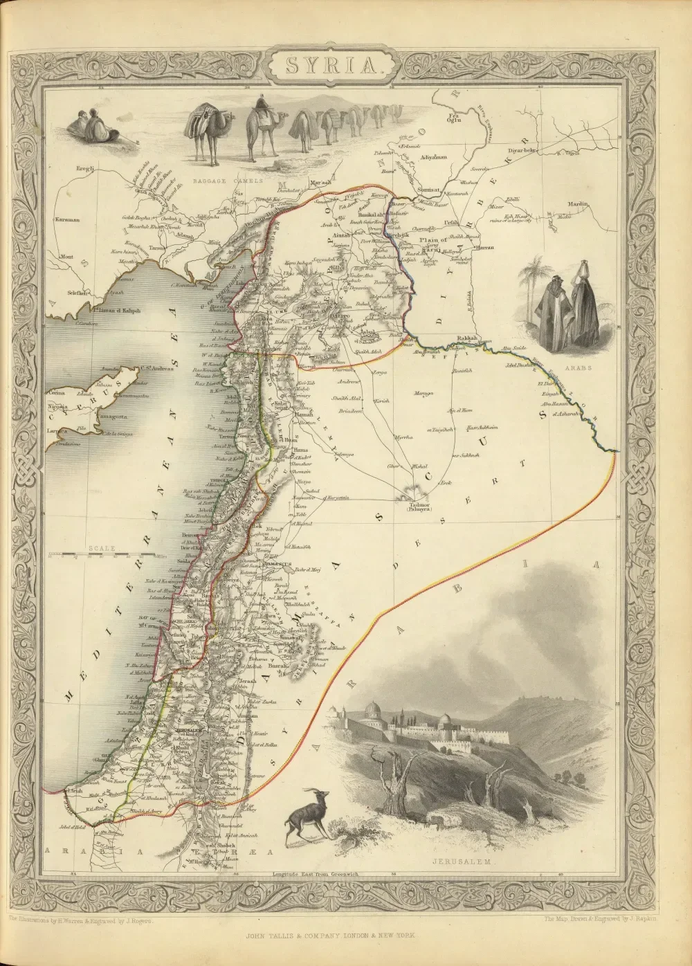 Peta kuno Syria Raya karya kartografer Henry Warren tahun 1851
