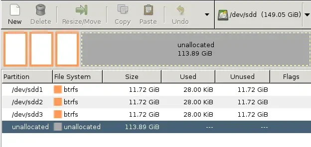 Tampilan GParted untuk Partisi Disk