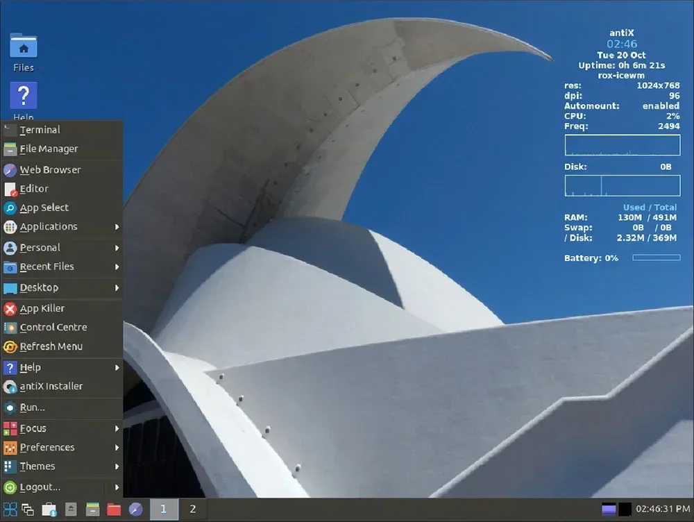 AntiX menu