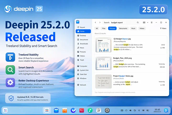 Deepin 25.2.0: Treeland Stabil dan Pencarian Cerdas yang Lebih Baik